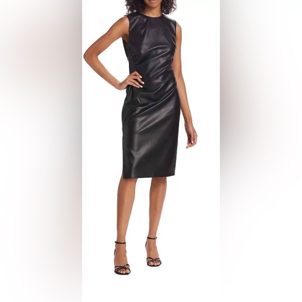 NWT SACHIN & BABI diana vegan leather dress in black SIZE 22